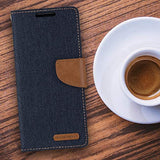 GOOSPERY Canvas Wallet for Samsung Galaxy Note 10 Plus Case (2019) Denim Stand Flip Cover