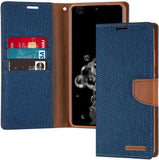 Goospery Canvas Wallet for Samsung Galaxy S21 Ultra Case (2021) Denim Stand Flip Cover