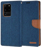 Goospery Canvas Wallet for Samsung Galaxy S21 Ultra Case (2021) Denim Stand Flip Cover