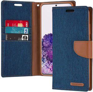 Goospery Canvas Wallet for Samsung Galaxy S22 Plus Case (2022) Denim Stand Flip Cover