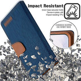 Goospery Canvas Wallet for Samsung Galaxy S22 Ultra Case (2022) Denim Stand Flip Cover