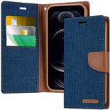 Goospery Canvas Wallet Case for iPhone 12 Pro Max (6.7 inches) Denim Stand Flip Cover