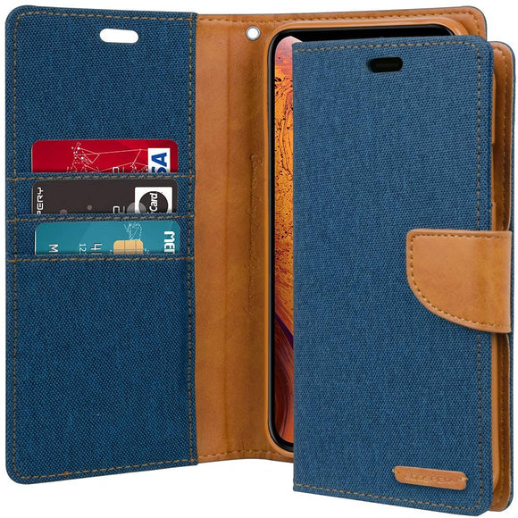 GOOSPERY Canvas Wallet for Apple iPhone Xs Max Case (2018) Denim Stand Flip Cover