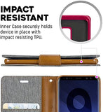 Goospery Canvas Wallet for Samsung Galaxy S9 Case (2018) Denim Stand Flip Cover
