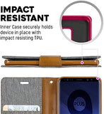 Goospery Canvas Wallet for Samsung Galaxy S9 Plus Case (2018) Denim Stand Flip Cover
