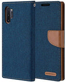 GOOSPERY Canvas Wallet for Samsung Galaxy Note 10 Plus Case (2019) Denim Stand Flip Cover