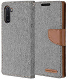 Goospery Canvas Wallet for Samsung Galaxy Note 10 Case (2019) Denim Stand Flip Cover