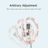 Adjustable Stand Phone Holder LED Ring Selfie Light Stream Photo Makeup Lamp